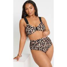 Stretch Bikini Tops Yours Leopard Print Contrast Strap Bikini Top - Brown
