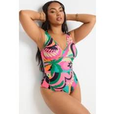 Blomstrede Badedragter Yours Curve Pink Floral Plunge Swimsuit