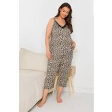 Leopard Underwear Yours Leopard Print Cropped Pyjama Set - Brown