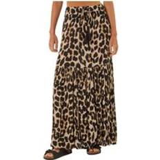 Roman Animal Print Tiered Maxi Skirt - Natural
