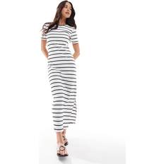 French Connection Ribbed Striped Midi Dress - Midnight Black/White