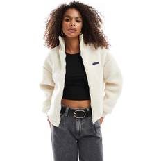 Bershka Shearling Zip Up Fleece - Ecru