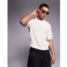 Bershka Polo Shirts Bershka Knitted Collar Polo - Ecru