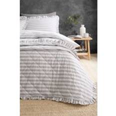 Black Bedspreads Frill Stripe 220 x 230 cm Set Bedspread Black