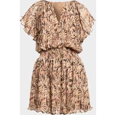 Felicia Pleated Mini Dress - Baja Brown Tulum