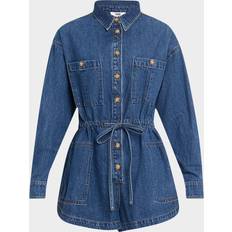 Madigan Long-Sleeve Denim Romper - GLIMPSE
