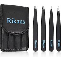 Tweezers Rikans Precision Tweezers Set Pack of 4 - Black