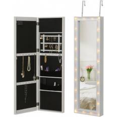 Homcom Hängande Smyckesskåp Spegelskåp Med LED 36,6 x 8 x 120 cm Vit