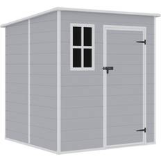 Plastic pent shed Dakota Fields Cath 6ft W x 6ft D Plastic Pent Tool Shed 181cm W x 170.5cm D x 197cm H (Building Area )