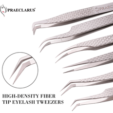 Tweezers Shein Praeclarus Eyelash Extension Tweezers With Fiber Tips - Silver