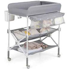 Costway Portable Baby Changing Table Height Adjustable Wheels Grey