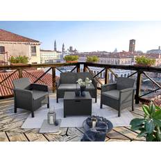 Set da Lounge da Esterno Bica Giardino Polipropilene Venezia II 4 Pezzi Antracite Set da Lounge da Esterno