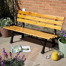 Home Source Metal Framed Wooden Outdoor 2 Person Garden Bench