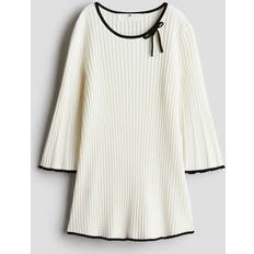 Recycled Materials Dresses H&M Girls Rib-knit Dress - White