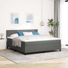Senge & Madrasser vidaXL Box Spring Seng med Madras Lys Grå Corduroy Stof Kontinentalseng