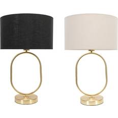 Gold Table Lamps ValueLights Antonia Fabric Drum Shade Brushed Gold Oval Lamp Table Lamp