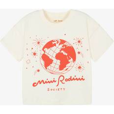 128/134 T-shirts Mini Rodini Society Sp Ss Tee - Kräm