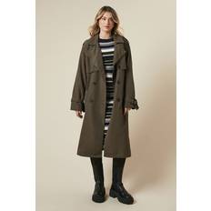Dorothy Perkins Womens Trench Coat Khaki Long Casual Jacket Belt - Khaki