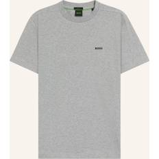 Men - Silver T-shirts BOSS Regular Fit T-shirt In Stretch Cotton With Contrast Logo - Grey