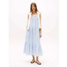 Tommy Hilfiger Bomull Klänningar Tommy Hilfiger Seersucker Fit And Flare Maxi Dress - Sample Blue