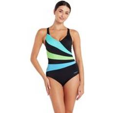 Zoggs Wrap Panel Classicback Women One Piece Swimsuit - Black