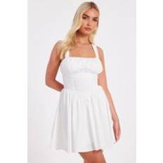 Quiz Corset Detail Skater Dress - White