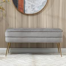 Canora Grey Velvet Upholstered Ottoman 51cm H x 104cm W x 40cm D Storage Bench