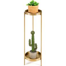 Fairmont Park 2 Tier Tray Plant Stand Metal Flower Stand Round Flower Pot Holder Bedside Table 80cm H x 25cm L x 25cm D