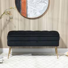 Storage Benches on sale Canora Grey Velvet Upholstered Ottoman 51cm H X 104cm W X 40cm D Storage Bench