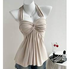 Shein Apricot Color Twist Back Halter Neck Top