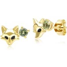 Smycken Gemondo Gardenia Peridot Fox Earrings - 9ct Yellow Gold