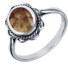 Blue Rings C W Sellors Sterling Silver Blue John Rope Frill Ring - Silver