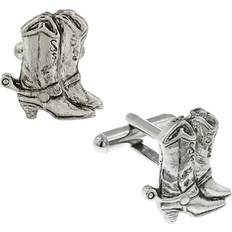 1928 Jewelry Silver-Tone Cowboy Boots Cufflinks