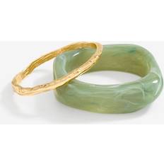 Silver Plated Bracelets MOOD Mint And Polished Resin Statement Stacker Bracelets - Green