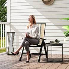 Orange Patio Chairs OutSunny Rattan Folding Chair with 5-Position Adjustable Backrest - Orange