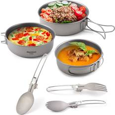 Camping & Outdoor Tomtop Jms Camping Bowl Utensil Set 3 Bowls Spoon Fork Combo