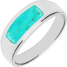 Turquoise Rings C W Sellors Sterling Silver Turquoise Inlay Band Ring - Silver