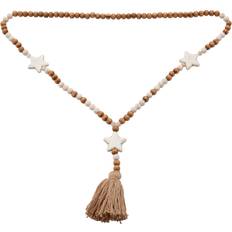 Women - Wood Necklaces Exogio Hand Made White Stone Tassel Wood Bead Long Necklace - White Stone