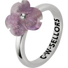 Amethyst - Silver Rings C W Sellors Sterling Silver Amethyst Tuberose 10mm Clover Ring - Silver
