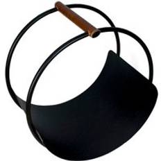 Ivyline Iron And Leather 43cm Round Log Holder Black