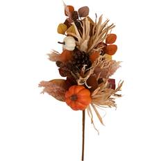 Country Living Set of 2 Pumpkin & Pinecone Stem - Orange Artificial Plant