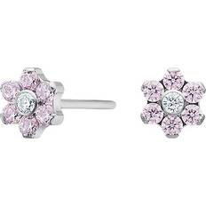 Sølv - Titanium Øreringe Nordahl Andersen Pure Titanium Nikkelfri Øreringe Med Pink Zirkonia Blomst