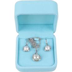 White Jewellery Sets Tomtop Jms Woman Artificial Pearl Jewelry Set with Case - Faux Pearl Pendant Necklace