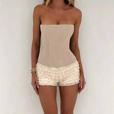 Shein Women's Summer Solid Color Mesh Camisole With Belted Waist