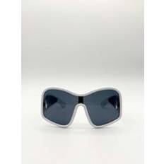 Sunglasses SVNX Square Oversized Mask Sunglasses - White Black