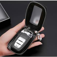 Temu Universal Pu Leather Car Key Fob Case - Black/Burgundy/Blue