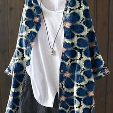 Transparent Blouses Temu Plus Size Women's Elegant Loose Fit Floral Print Blouse - Nontransparent