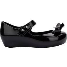 Black Ballerinas Mini Melissa Kids' Strappy Jelly Bow Ballet Flats - Black