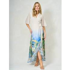 Hope & Ivy Elise Watercolour Wrap Dress White