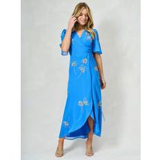 Hope & Ivy Embellished Wrap Maxi Dress Blue